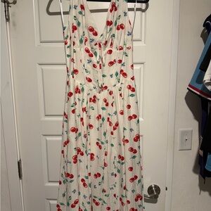Sweet Tart Cherry Print Midi Dress
- White/Red